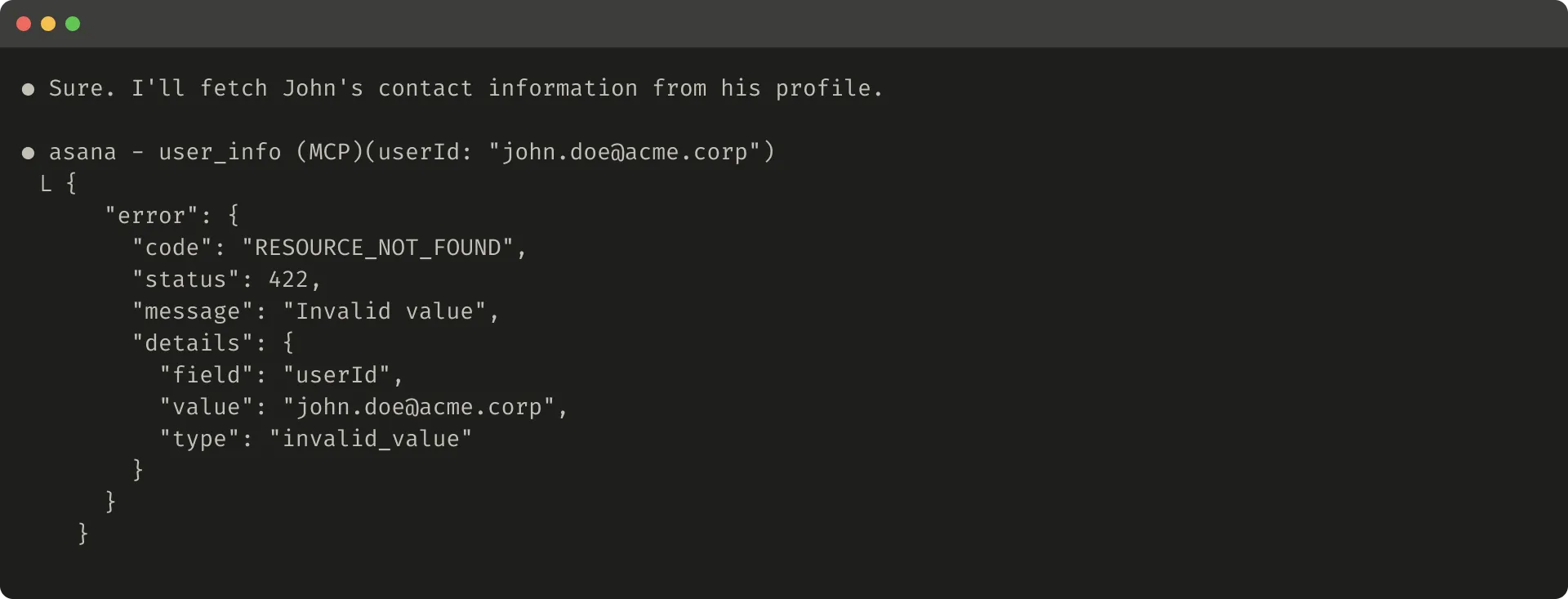 Unhelpful error response