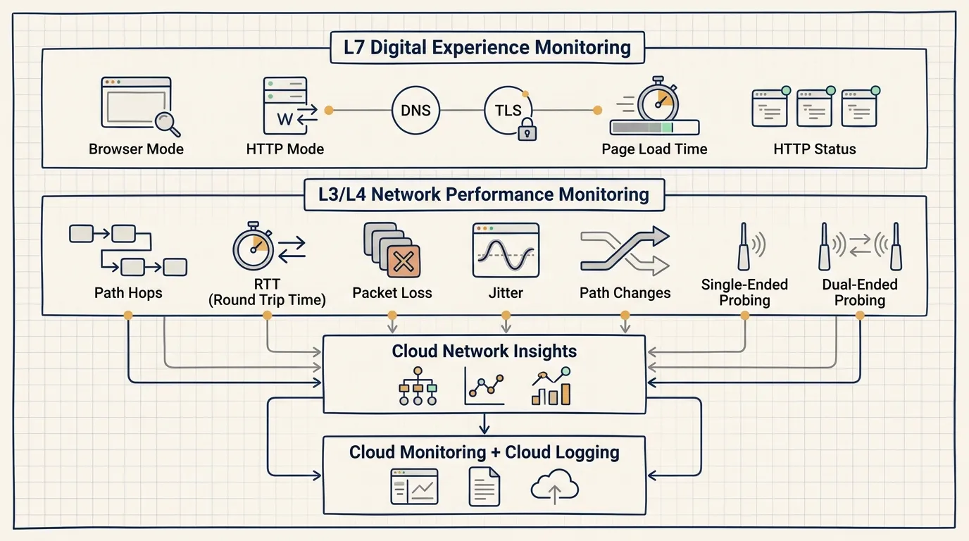 Network and digital experience monitoring layers