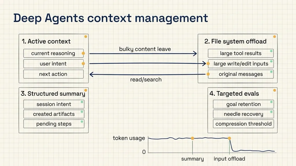 Infographic: Deep Agents context management loop